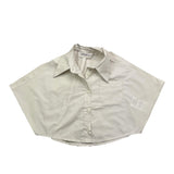 Meimeij Camicia Mezza Manica Tinta Unita Cn Taschino Panna Per Bambina