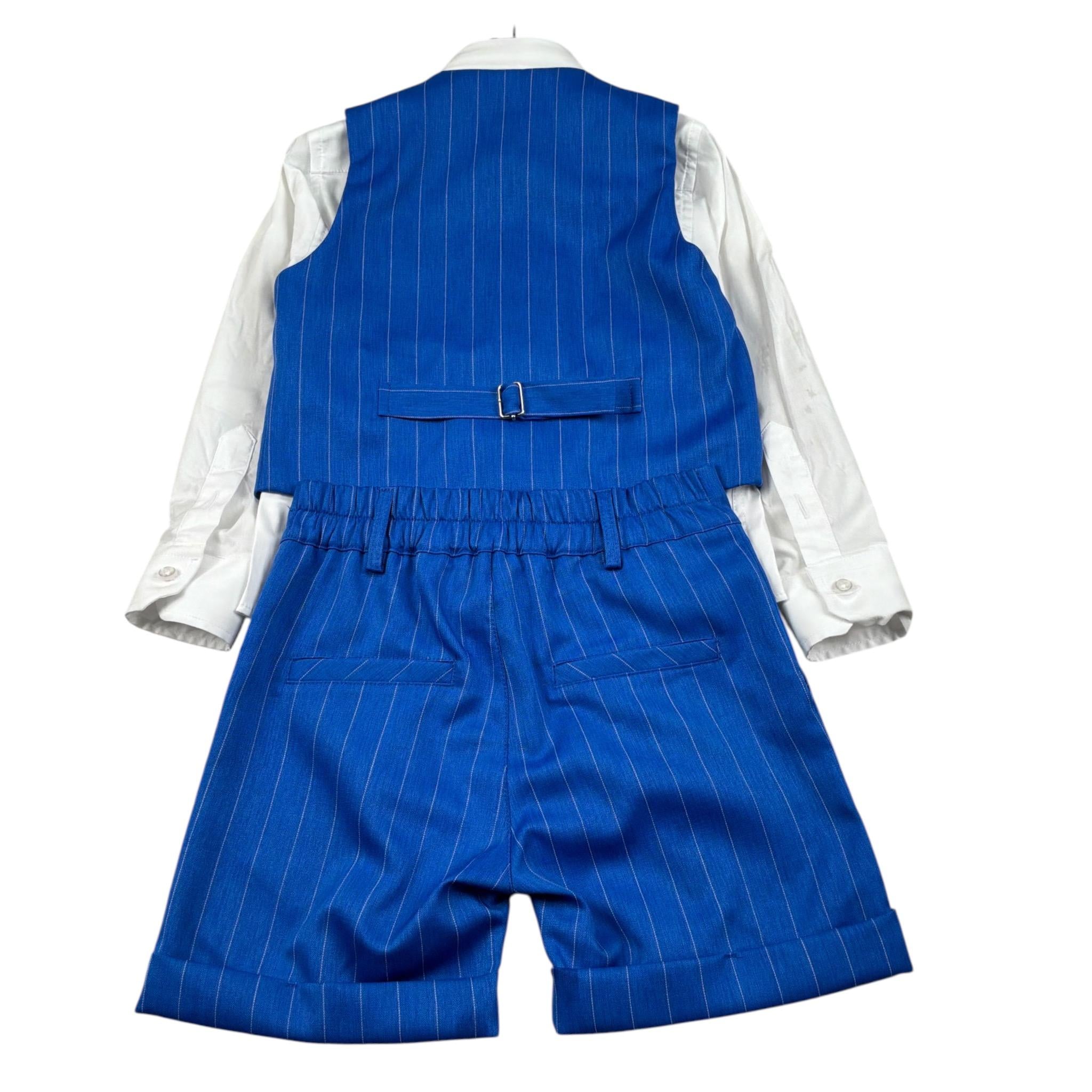 Never Too Completo 4 Pezzi Camicia-Gilet-Papillon-Bermuda Blu per Bambino GM2244B BLU NEVER TOO 