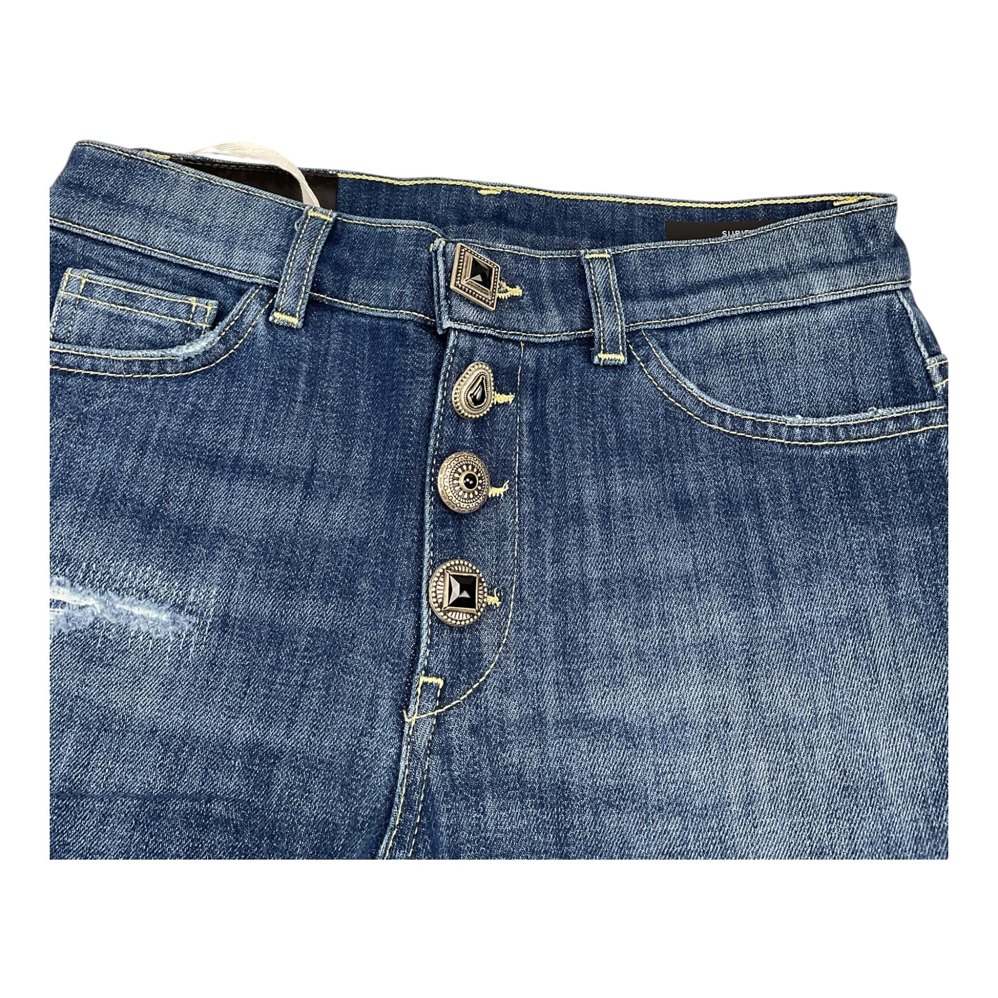 DONDUP jeans tinta unita con bottoni Blu per Bambina DFPA083 BLU DONDUP 