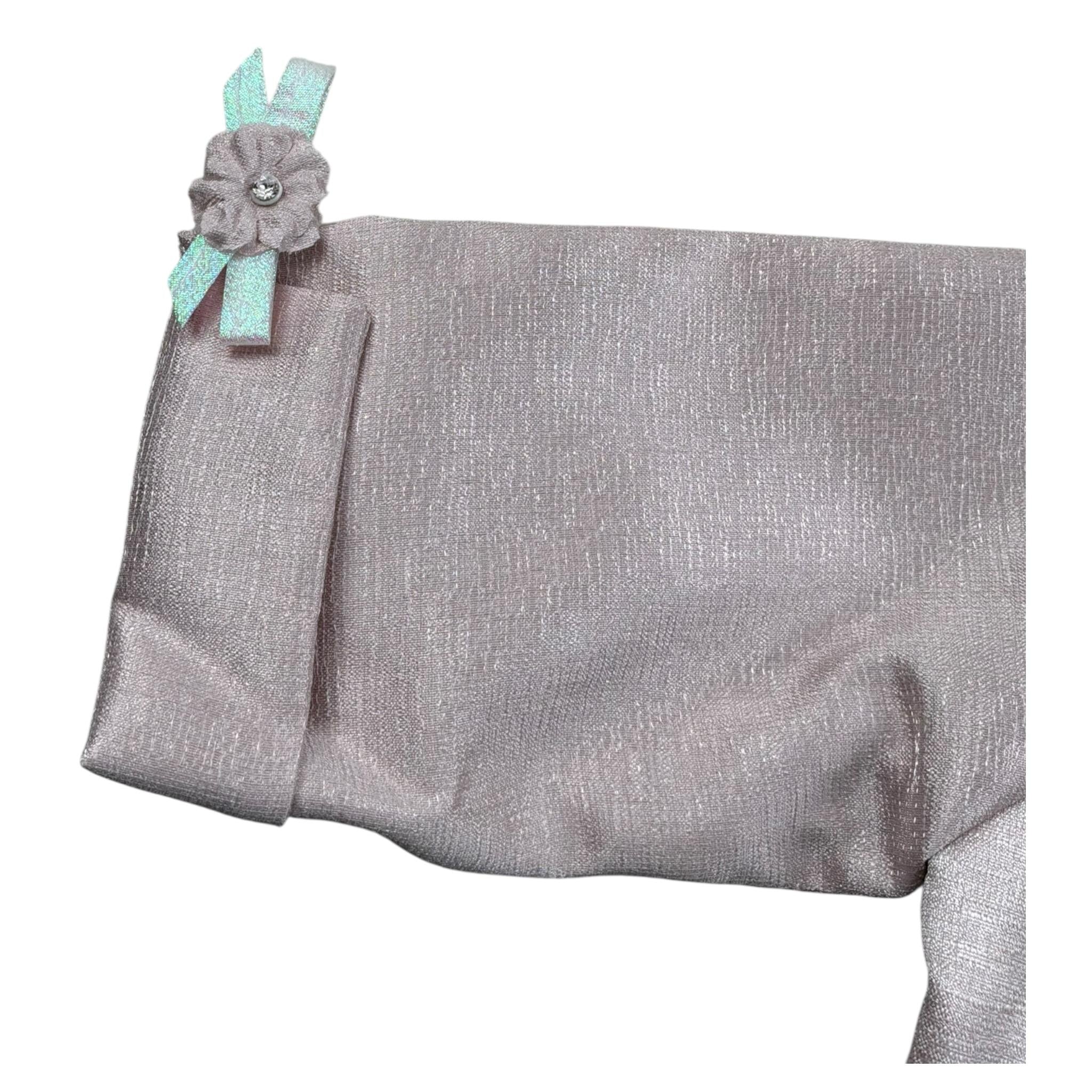 Les Petit Enfantes Abito Cerimonia Tinta Unita con Guanti con Coprispalle per Neonata ART55 BIANCO LES PETIT ENFANTES 