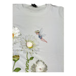 Monnalisa T-Shirt Girocollo Tinta Unita con Stampa Fiori per Bambina 193601S1 BIANCO MONNALISA 