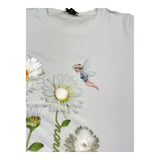 Monnalisa T-Shirt Girocollo Tinta Unita con Stampa Fiori per Bambina 193601S1 BIANCO MONNALISA 