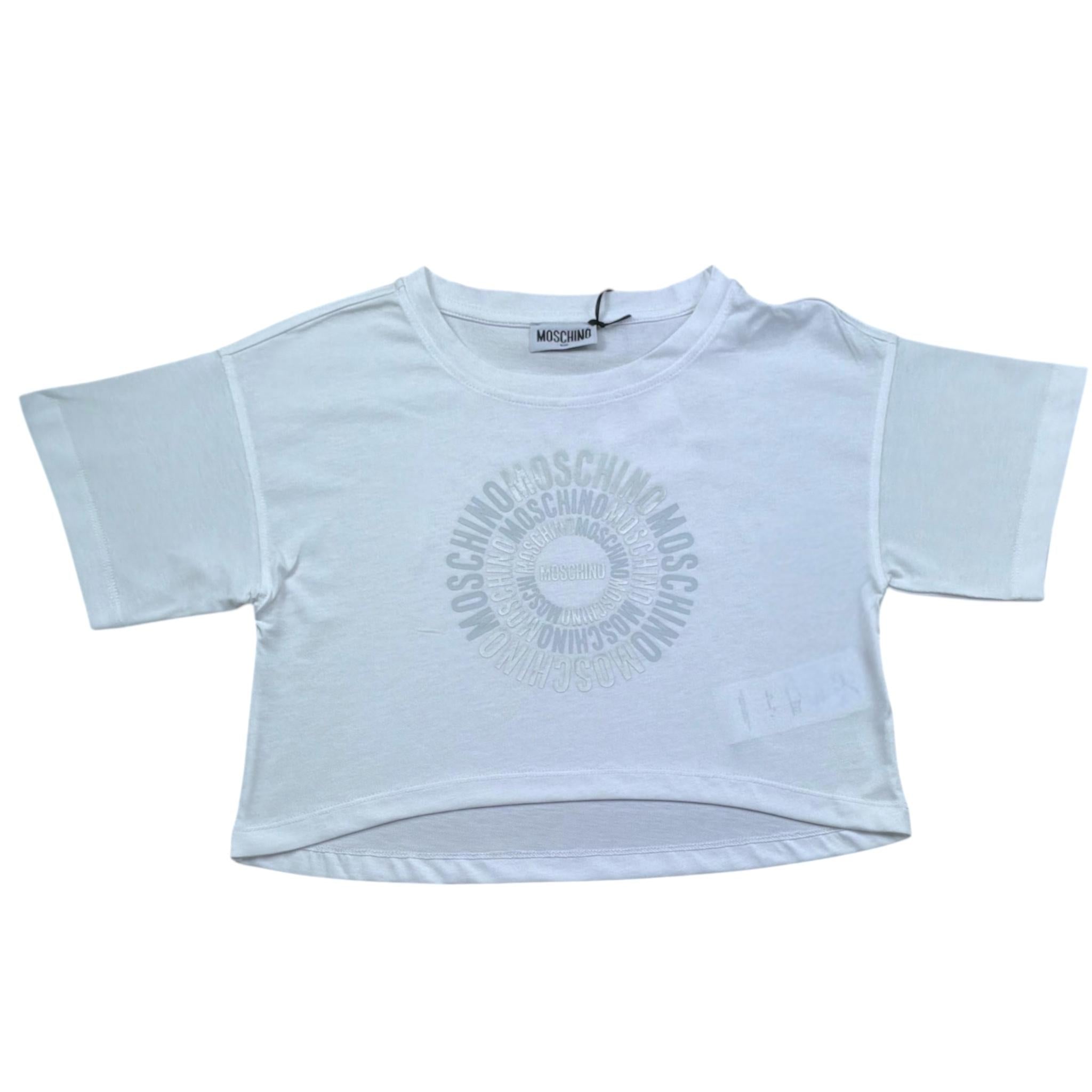 Moschino T-Shirt Girocollo Tinta Unita con Stampa per Bambina HDM070 BIANCO MOSCHINO 