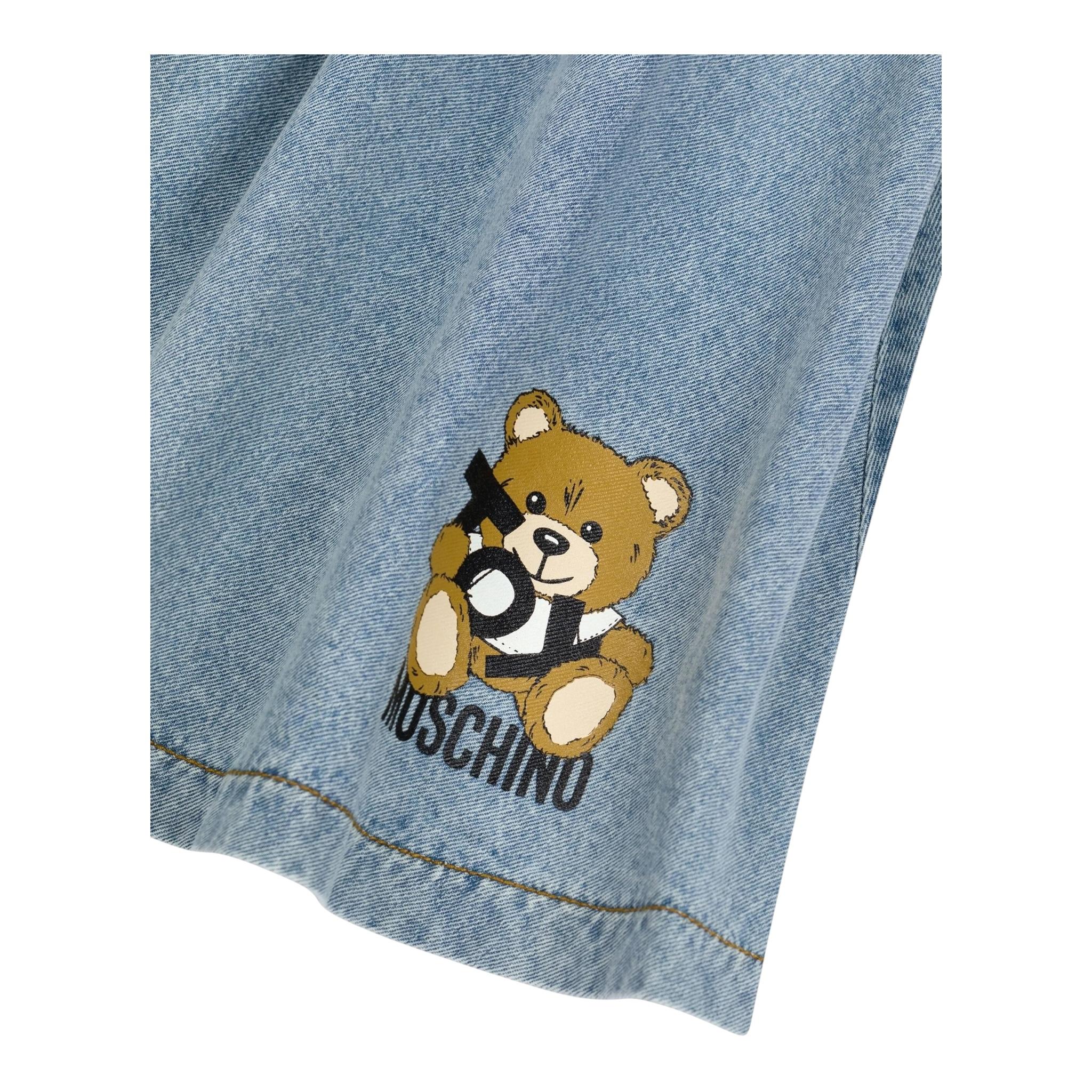 Moschino Gonna Tinta Unita In Denim per Bambina MDJ03L AZZURRO MOSCHINO 