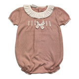 Paz Rodriguez Strampler Halbarm Einfarbig mit Kontrastkragen Rosa für Baby Mädchen