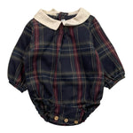 CALAMARO pagliaccetto tinta unita con fantasia righe e colletto Blu per Neonato 32462 BLU CALAMARO 