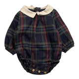 CALAMARO pagliaccetto tinta unita con fantasia righe e colletto Blu per Neonato 32462 BLU CALAMARO 