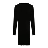 BALMAIN abito tinta unita girocollo a costine Nero per Bambina BV1A80 NERO BALMAIN 