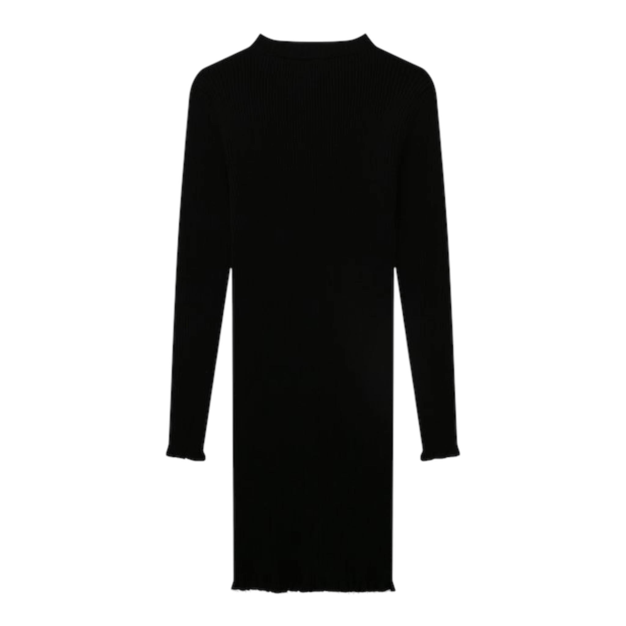 BALMAIN abito tinta unita girocollo a costine Nero per Bambina BV1A80 NERO BALMAIN 