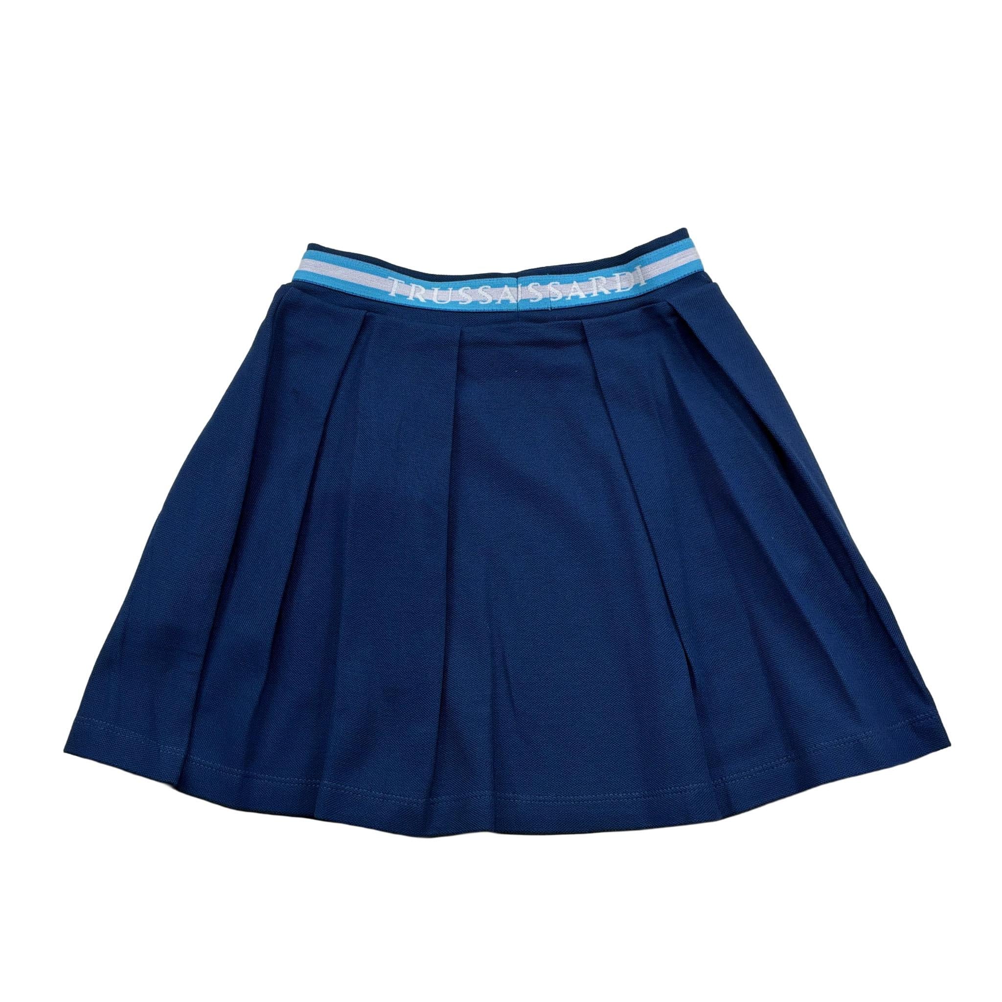 Trussardi Gonna Tinta Unita con Elastico In Vita Logato per Bambina TGP26074GO BLU TRUSSARDI 