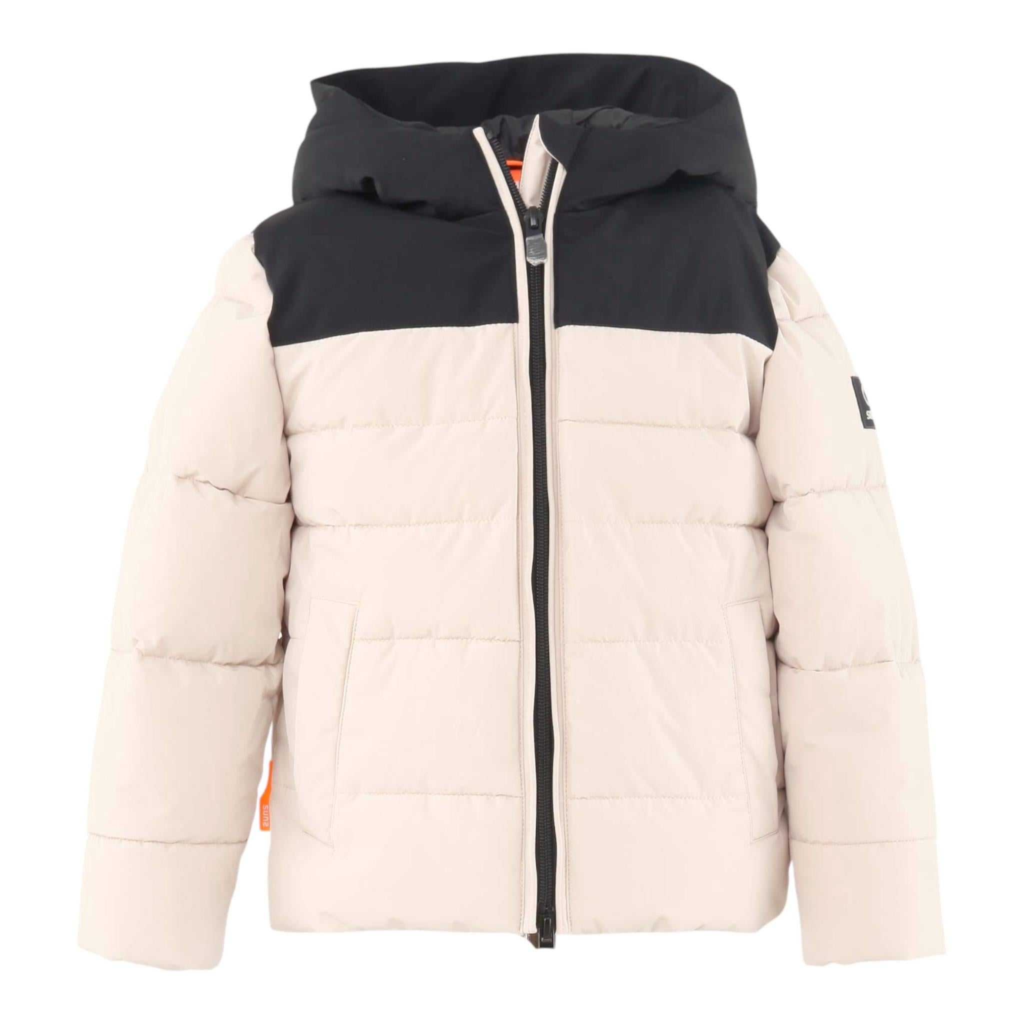SUNS  giubbino bicolore con zip e cappuccio Nero/beige per Bambino GBS5305U NERO/BEIGE SUNS 