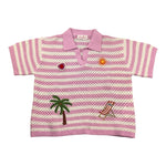 Saint Barth Polo Mezza Manica Fantasia A Righe per Bambina PIX0003 BIANCO/ROSA SAINT BARTH 