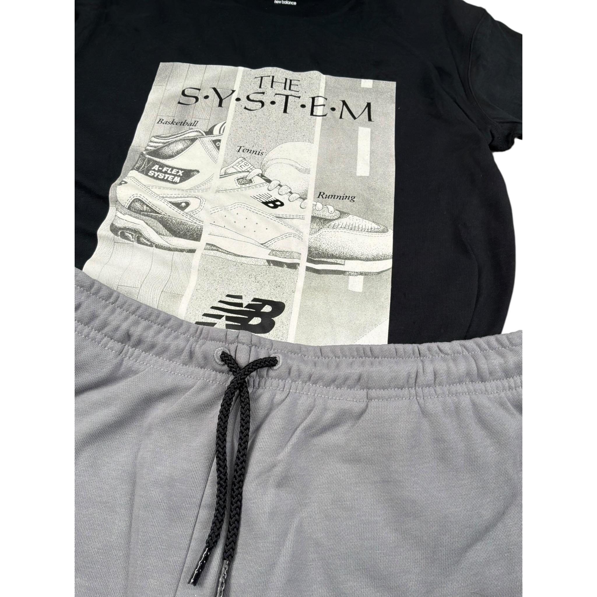 New Balance Completo 2 Pezzi T-Shirt-Bermuda Bicolore per Bambino LAKB0133X NERO/GRIGIO NEW BALANCE 