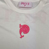 Emilio Pucci T-Shirt Girocollo Tinta Unita Con Stampa Bianco Per Bambina