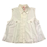 Vicolo Camicia Giromanica Tinta Unita Panna Per Bambina