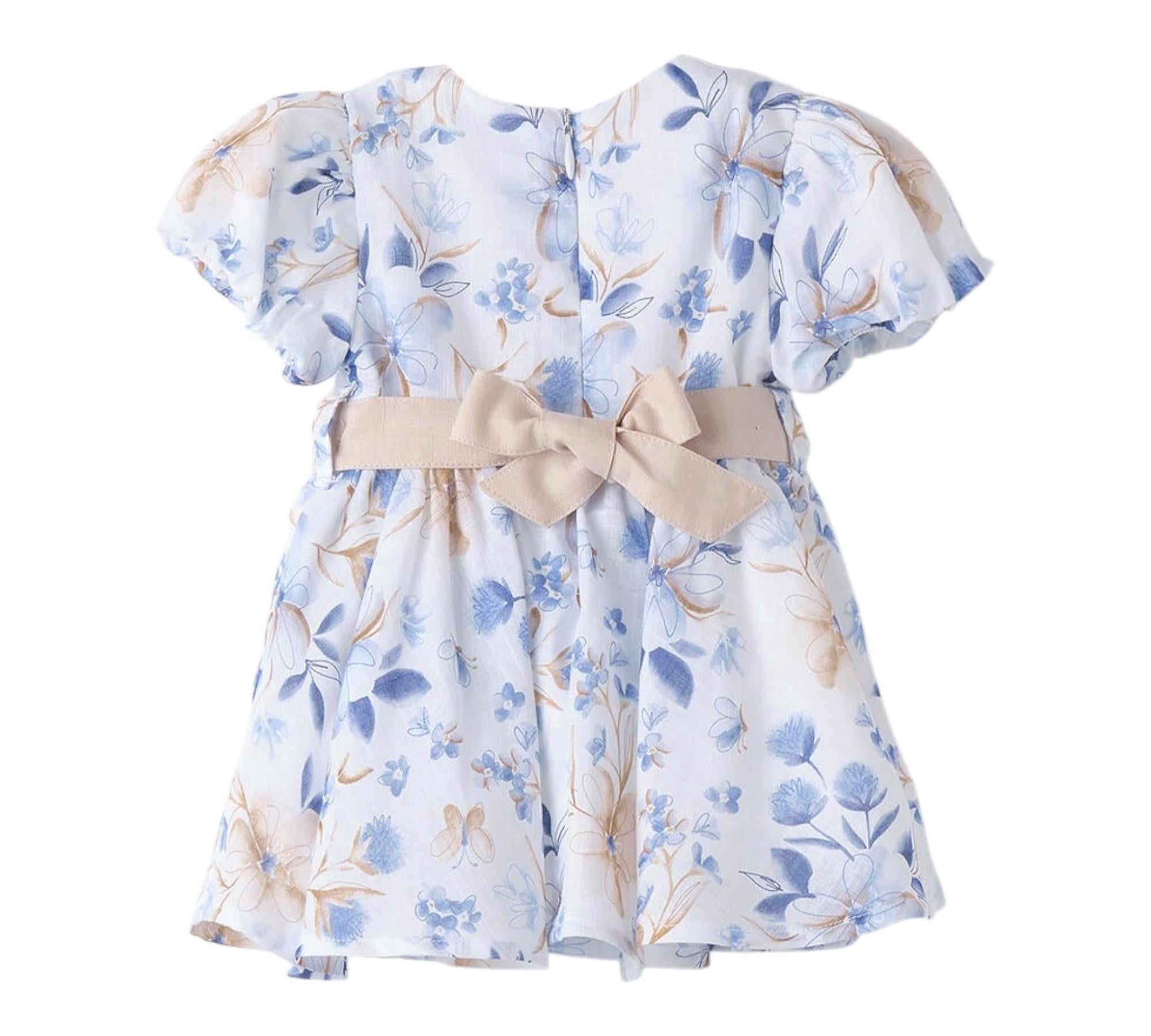 Minibanda Abito Mezza Manica Tinta Unita Stampa Floreale per Neonata 3B721 BIANCO MINIBANDA 