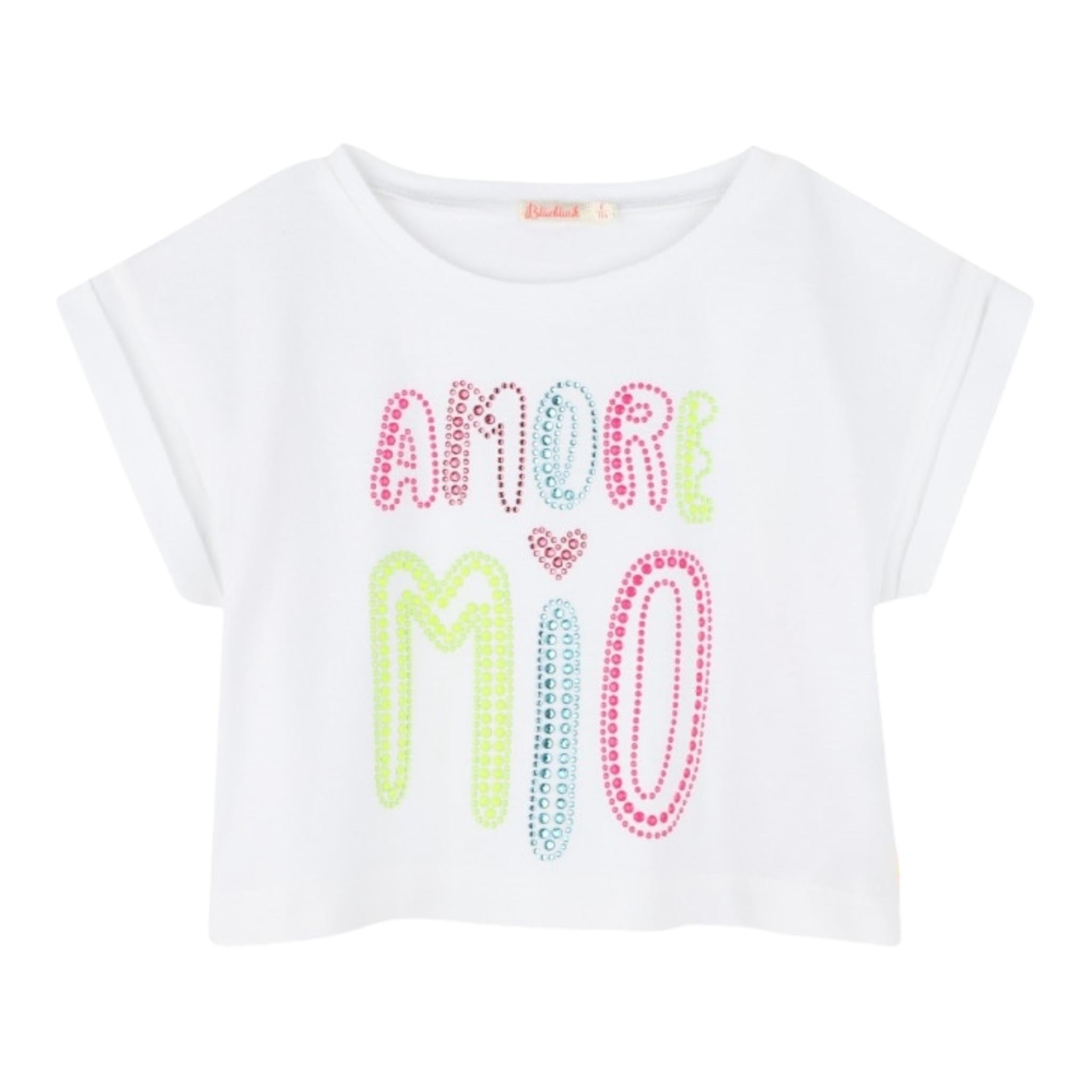 Billieblush T-Shirt Tinta Unita con Brillantini per Bambina U20941 BIANCO BillIEBLUSH 