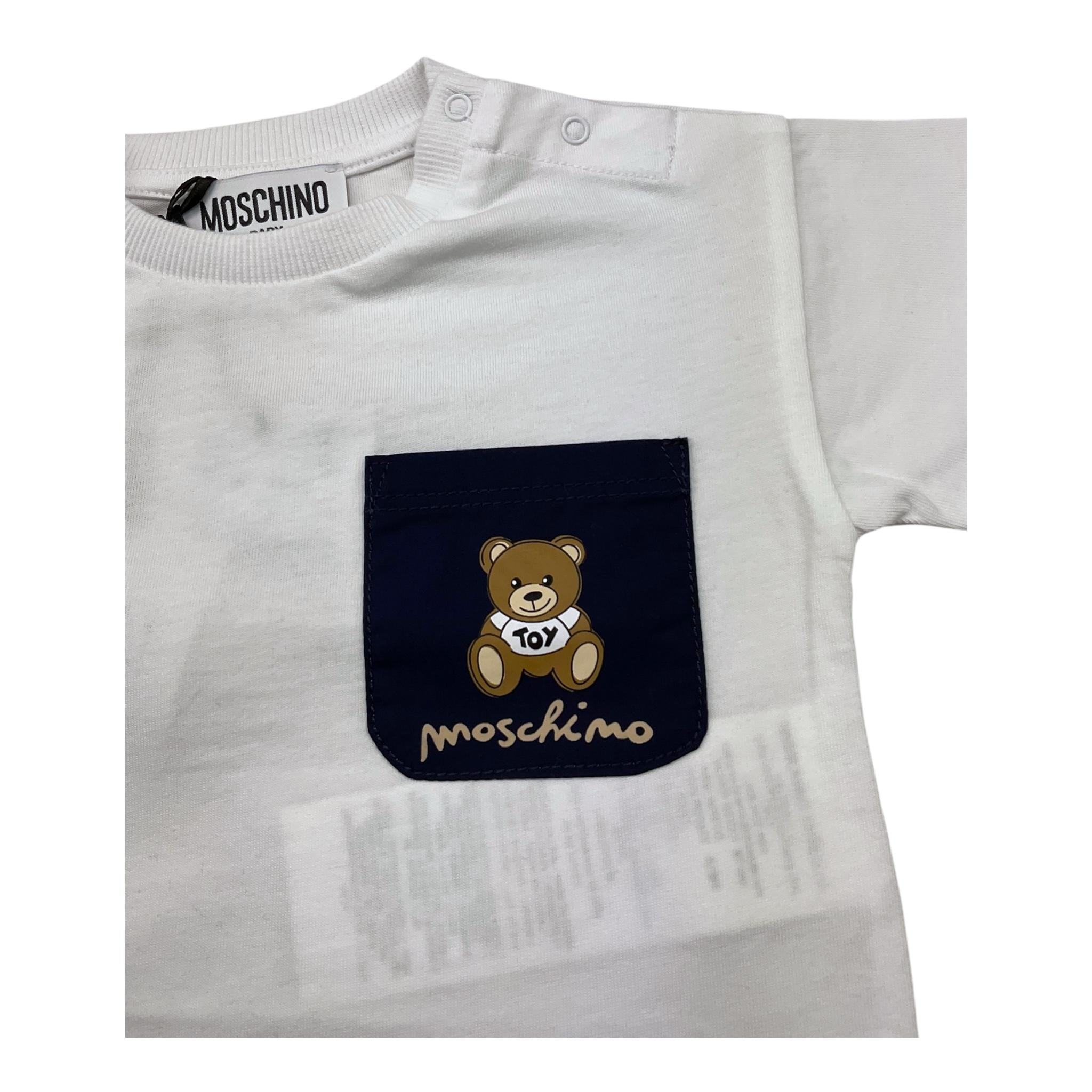 Moschino Completo 2 Pezzi T-Shirt-Bermuda Bicolore per Neonato MUG01C BIANCO/BLU MOSCHINO 