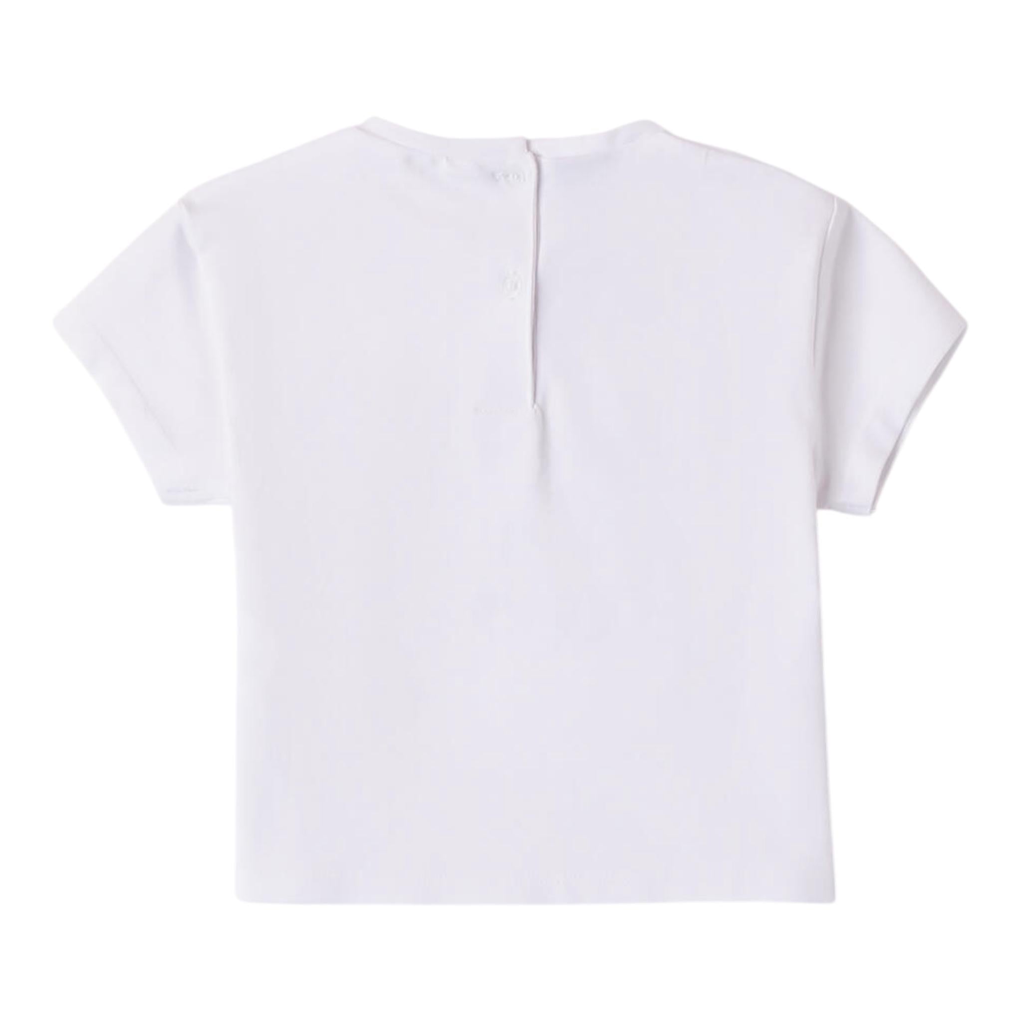 Minibanda T-Shirt Girocollo Tinta Unita con Brillantini per Neonata 0B211 BIANCO MINIBANDA 