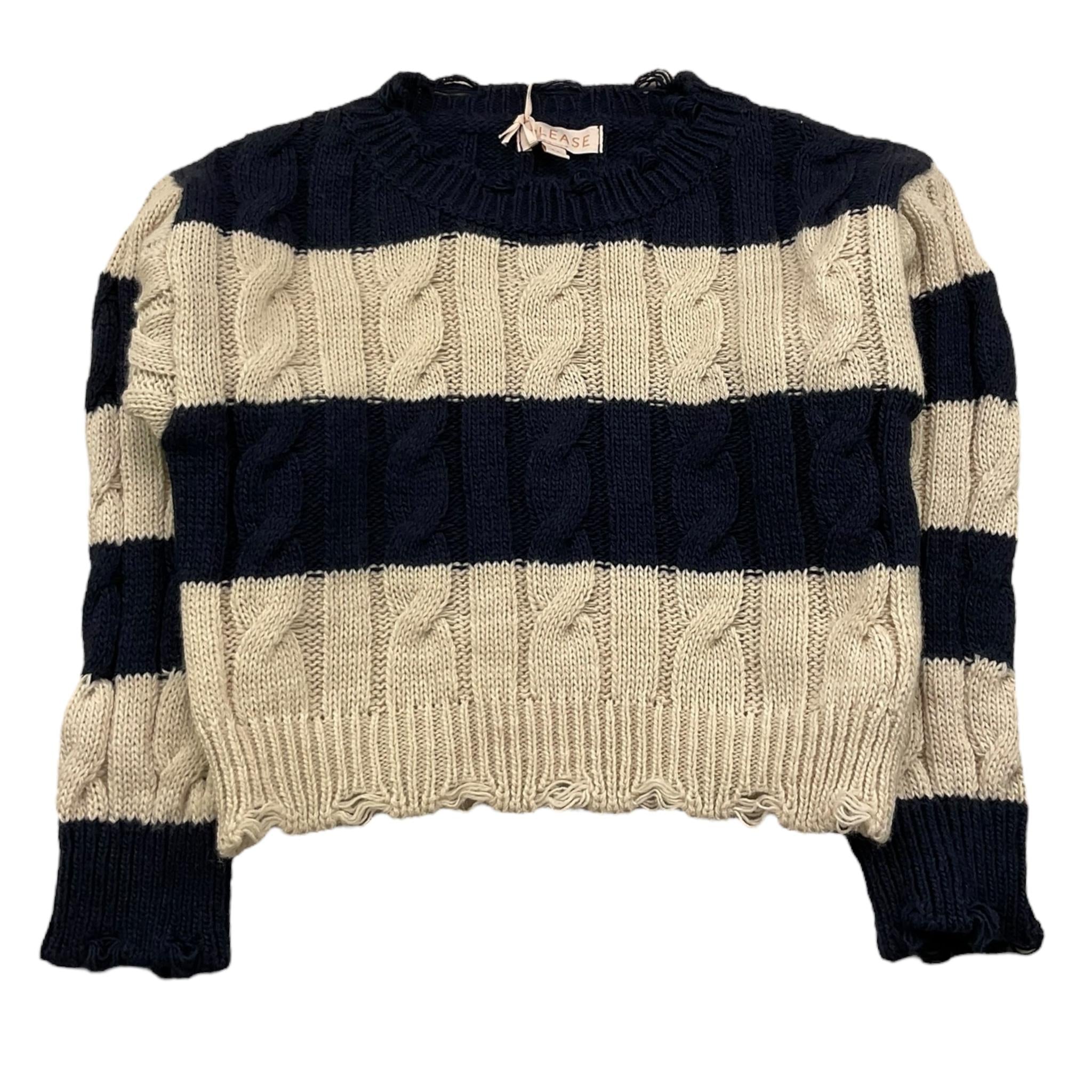 PLEASE maglia fantasia a righe girocollo Blu per Bambina NB63231G66 BLU PLEASE 