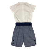 La Stupenderia Completo 3 Pezzi Camicia Body-Bermuda-Papillon Bianco/Blu Per Neonato