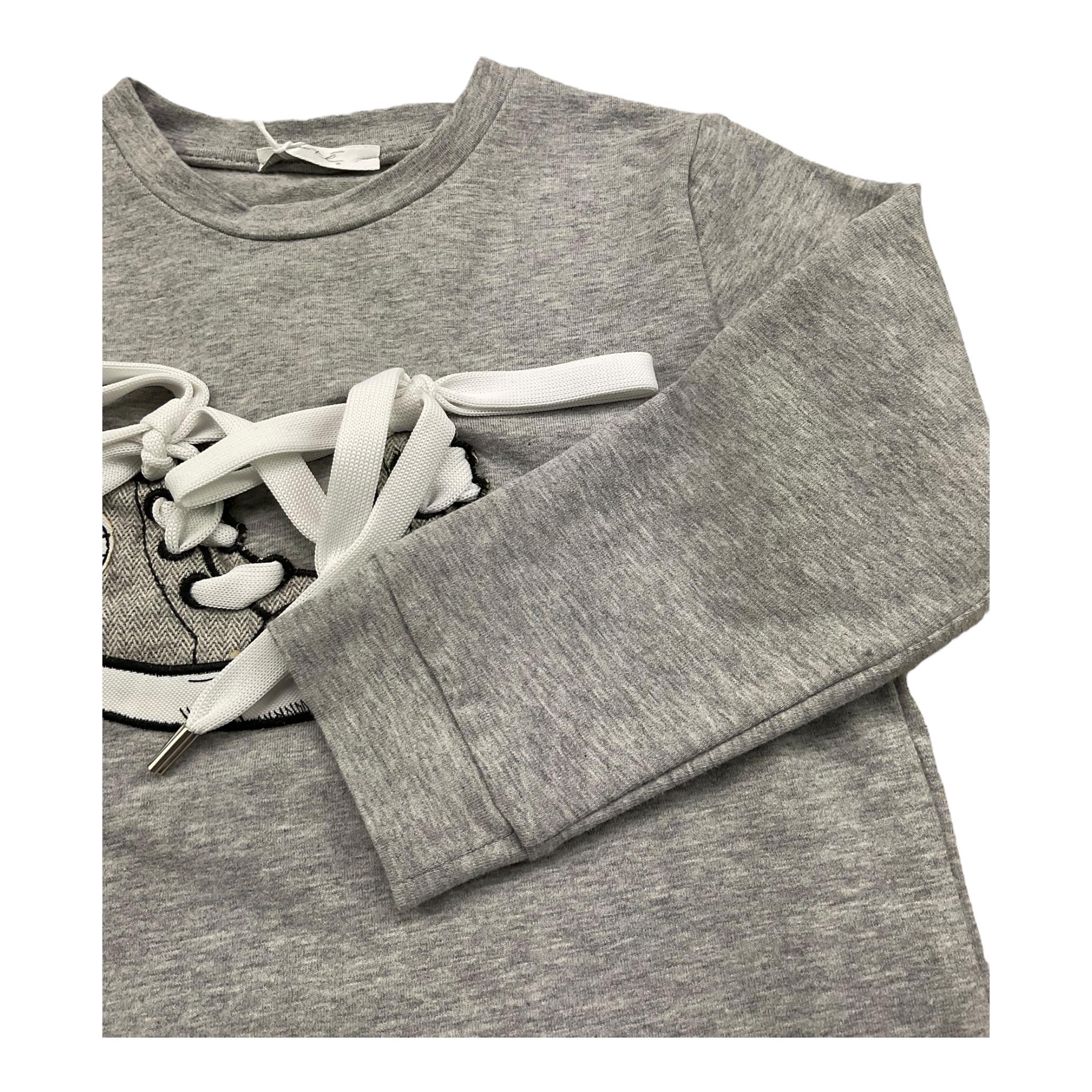 M+E' shirt girocollo tinta unita cn stampa scarpe Grigio per Bambino UEM0469 GRIGIO M+E' 