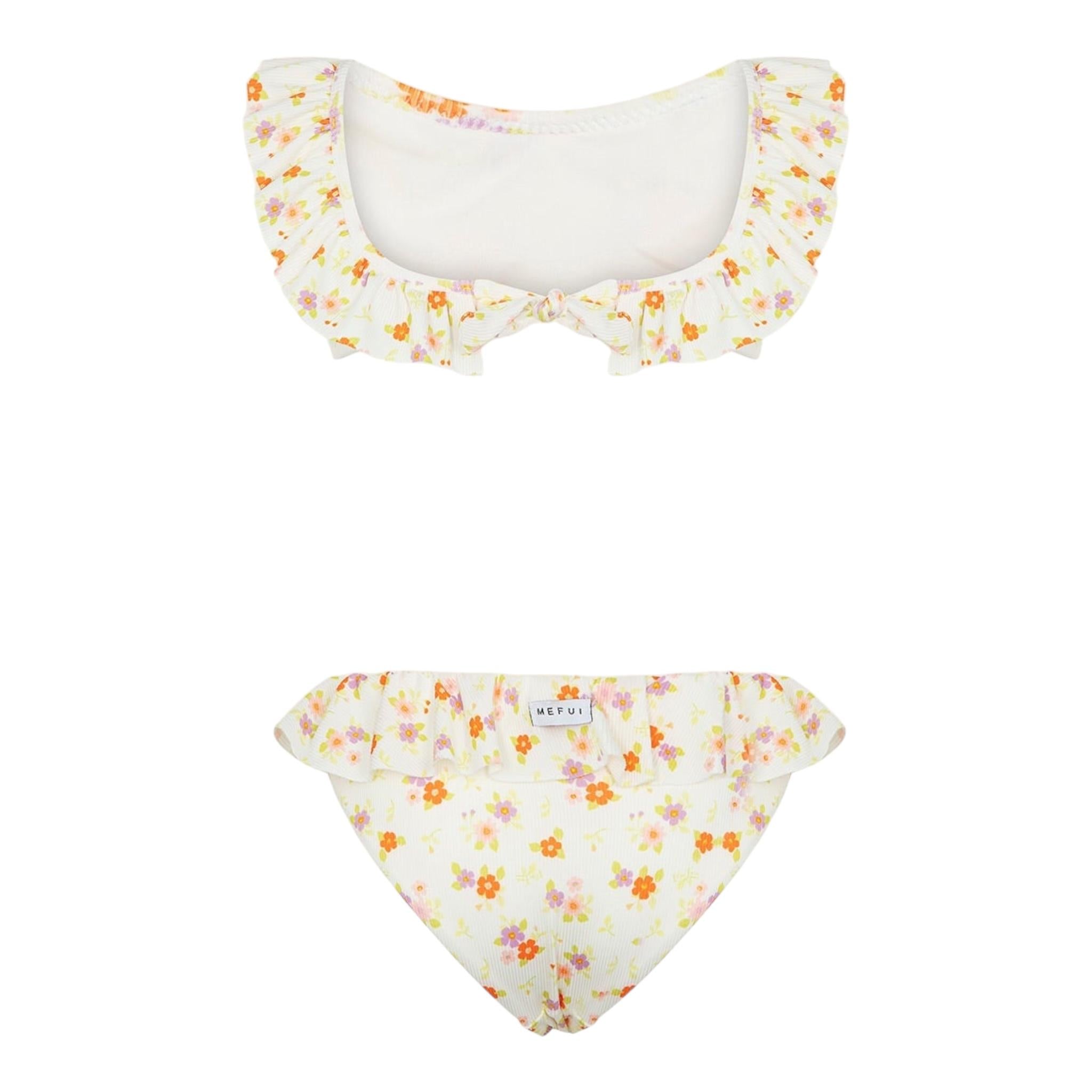 Mefui Costume 2 Pezzi Fascia-Slip Tinta Unita con Fantasia per Bambina MJ250201X08 PANNA MEFUI 