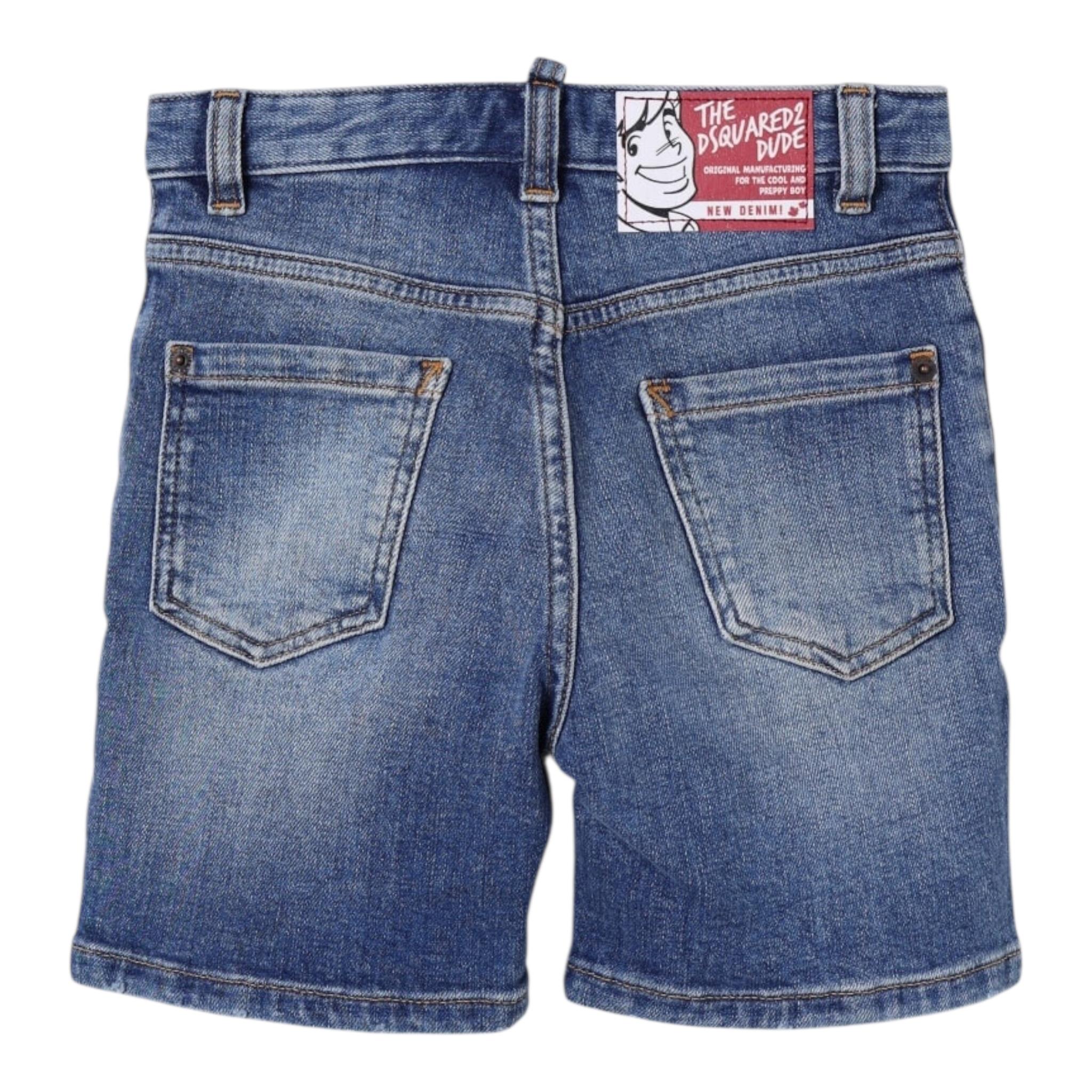 Dsquared2 Bermuda In Denim Tinta Unita per Bambino DQ2838X BLU DSQUARED2 