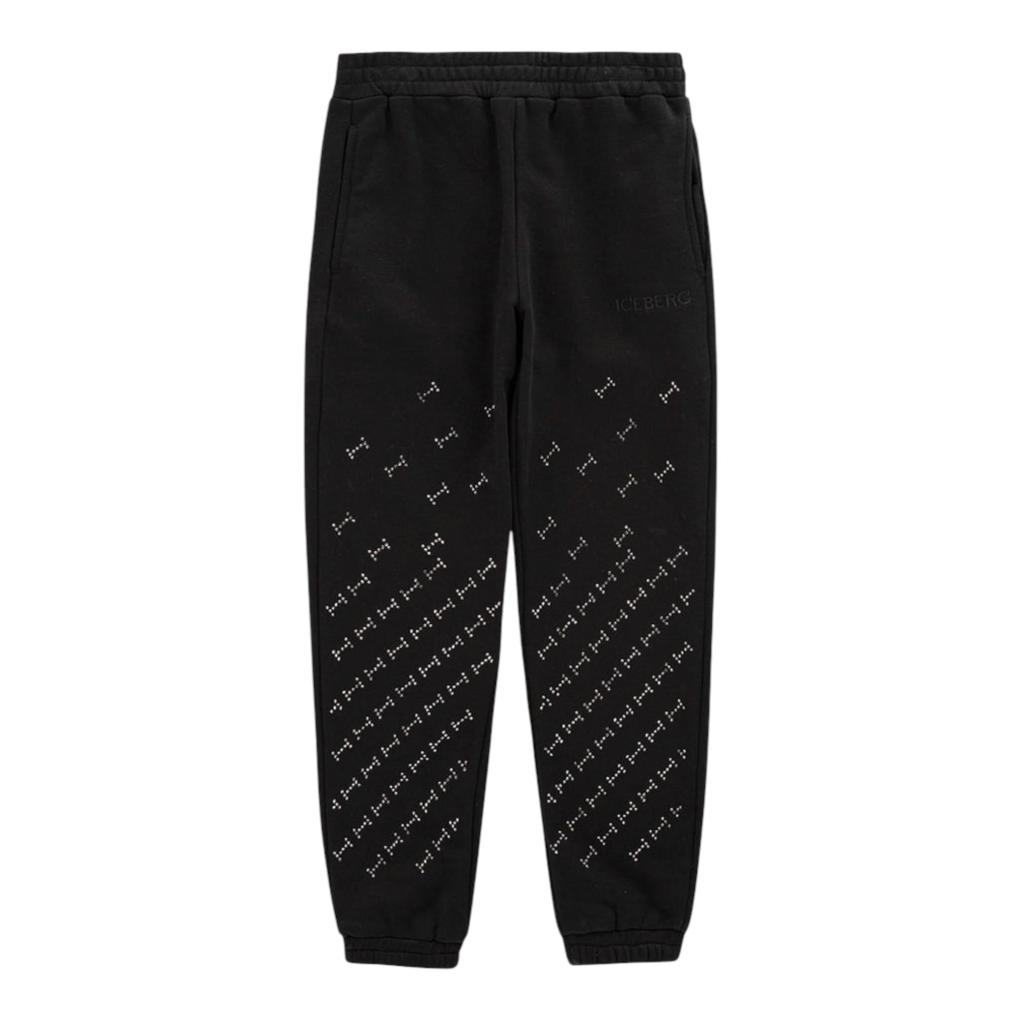 ICEBERG pantalone tuta tinta unita con brillantini Nero per Bambina PFICE5354J NERO ICEBERG 