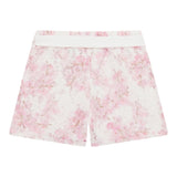 Guess Short Tinta Unita Con Ricami Fiori E Cintura Bianco Per Bambina