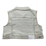 Vicolo Gilet In Denim Tinta Unita Con Bottoni Azzurro Per Bambina