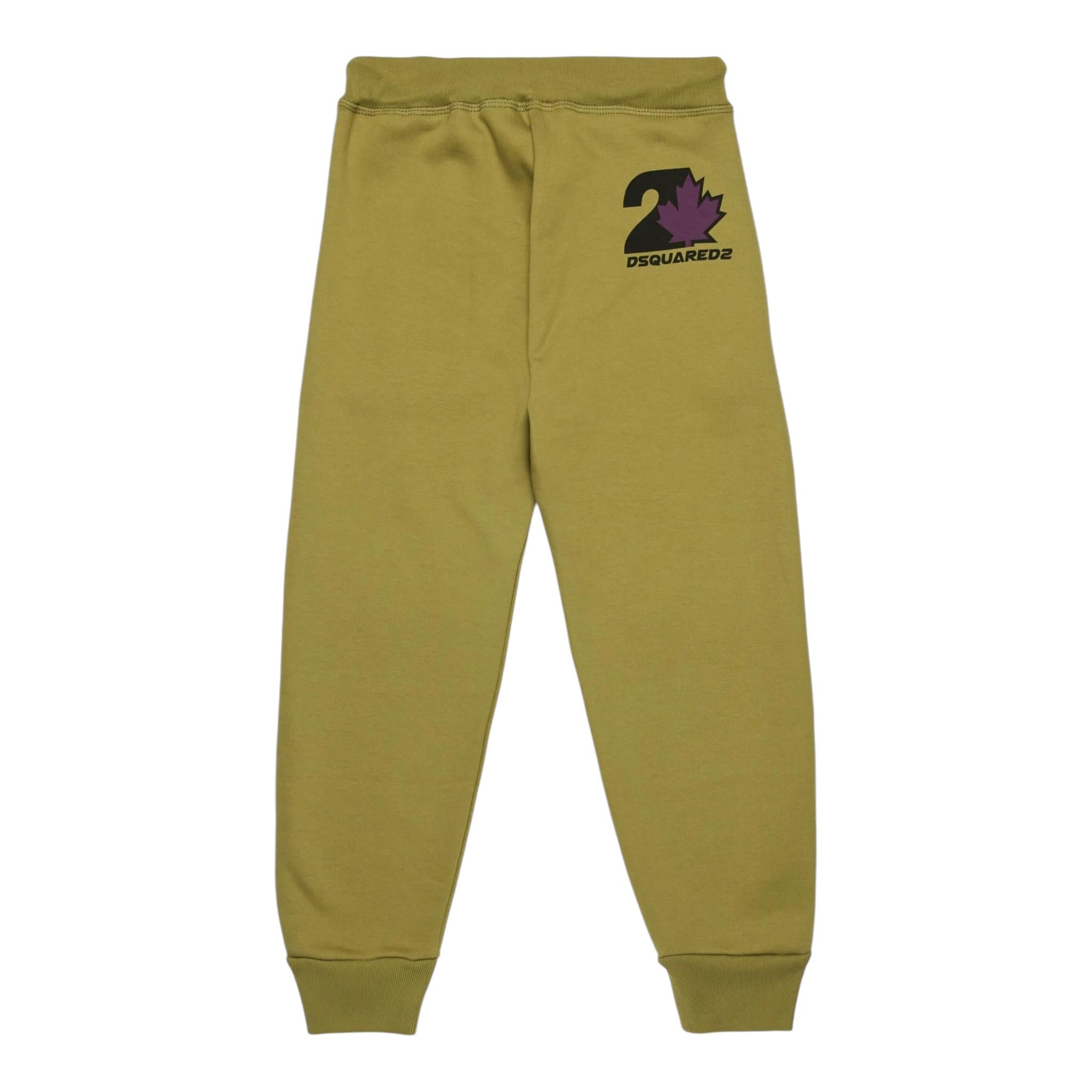 DSQUARED2 pantalone tinta unita cn stampa logo Verde per Bambino DQ2473 VERDE DSQUARED2 