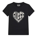 Guess T-Shirt Girocollo Tinta Unita con Stampa Logo per Bambina J4RI46J131 NERO GUESS 