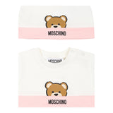 Moschino Set Pagliaccetto-Cappello Bicolore per Neonata MUY07E BIANCO/ROSA MOSCHINO 