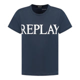 Replay T-Shirt Girocollo Tinta Unita con Logo per Bambino SB7404 BLU REPLAY 