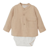 Name.It Camicia Body Manica Lunga Tinta Unita Beige Per Neonato