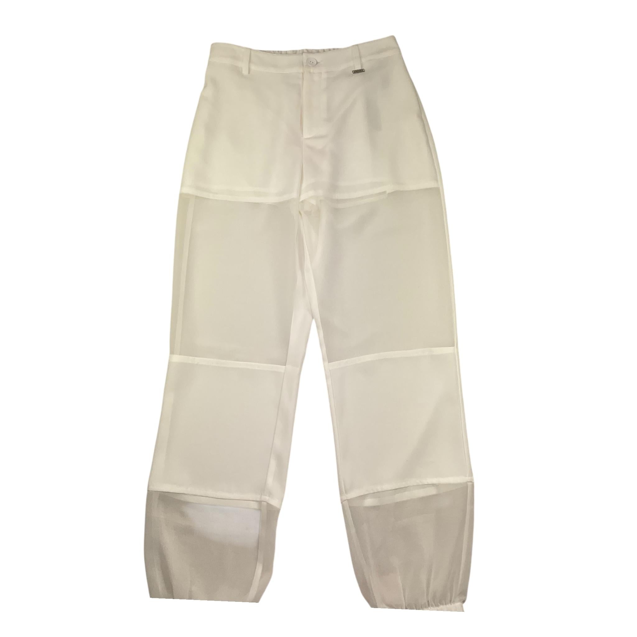 Liu Jo Pantalone Tinta Unita con Elastico In Vita E Trasparenze per Bambina GA5212 BIANCO LIU JO 