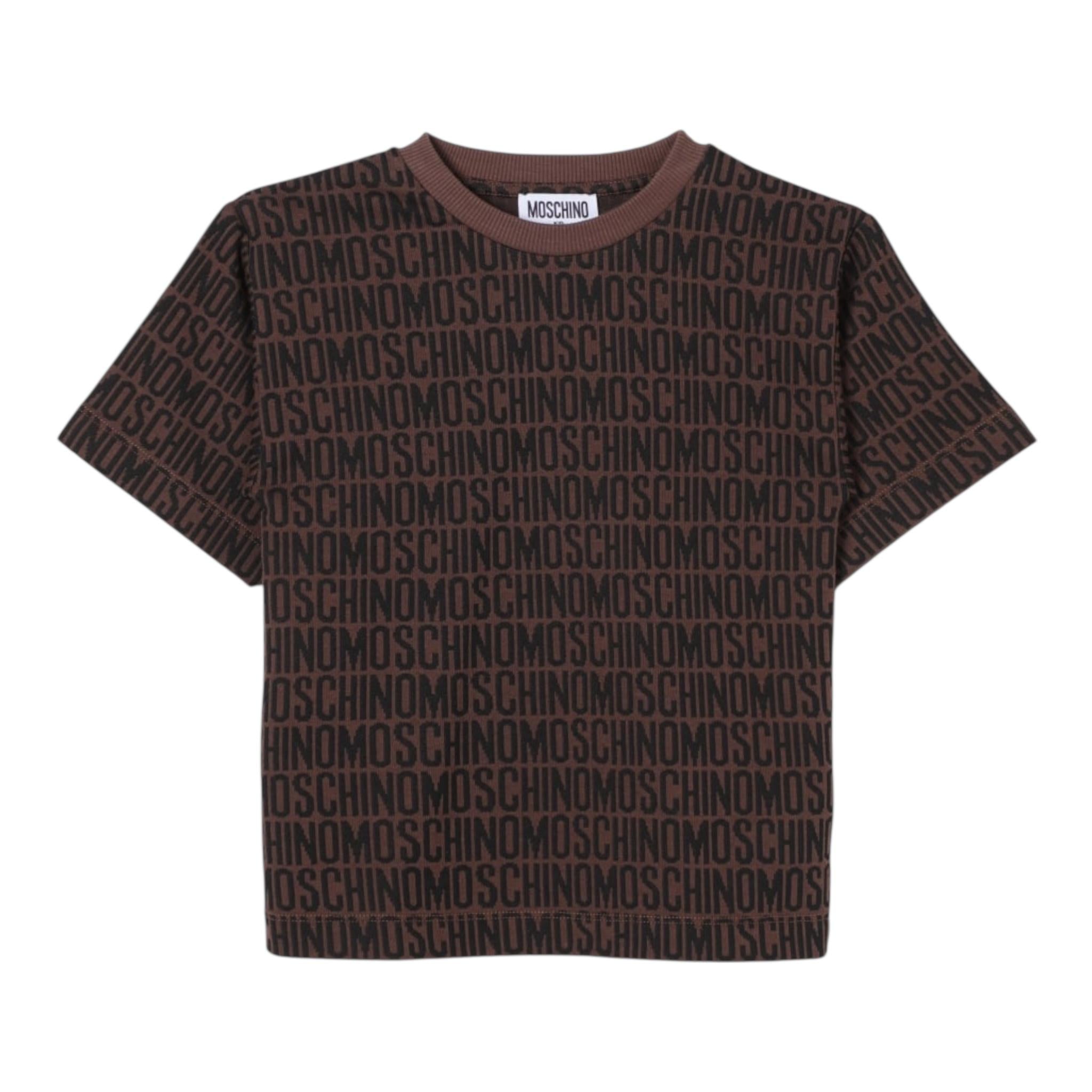 Moschino T-Shirt Girocollo Logata per Neonato M8M032 MARRONE MOSCHINO 