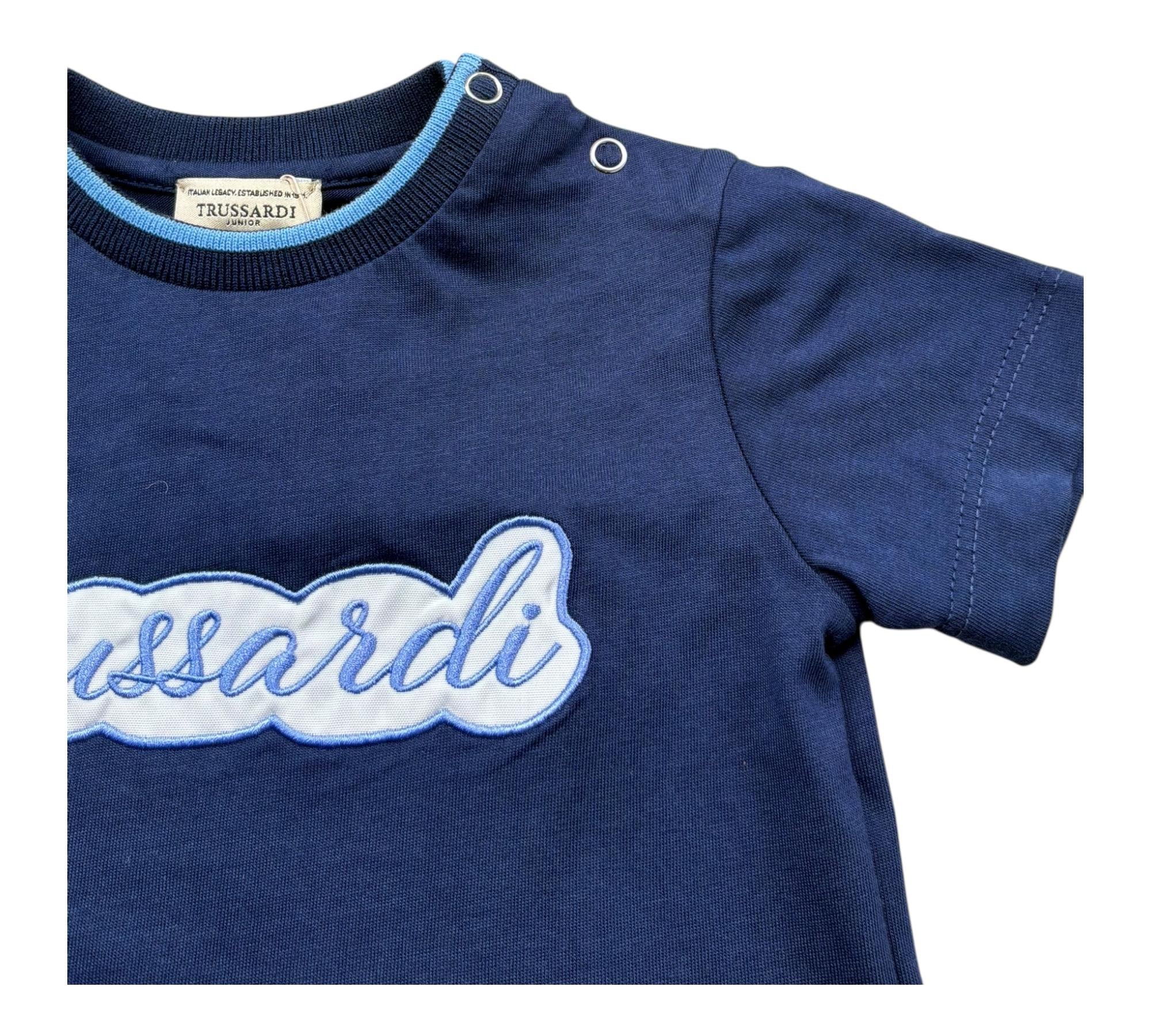 Trussardi T-Shirt Girocollo Tinta Unita con Stampa per Neonato TIP26037TS BLU TRUSSARDI 