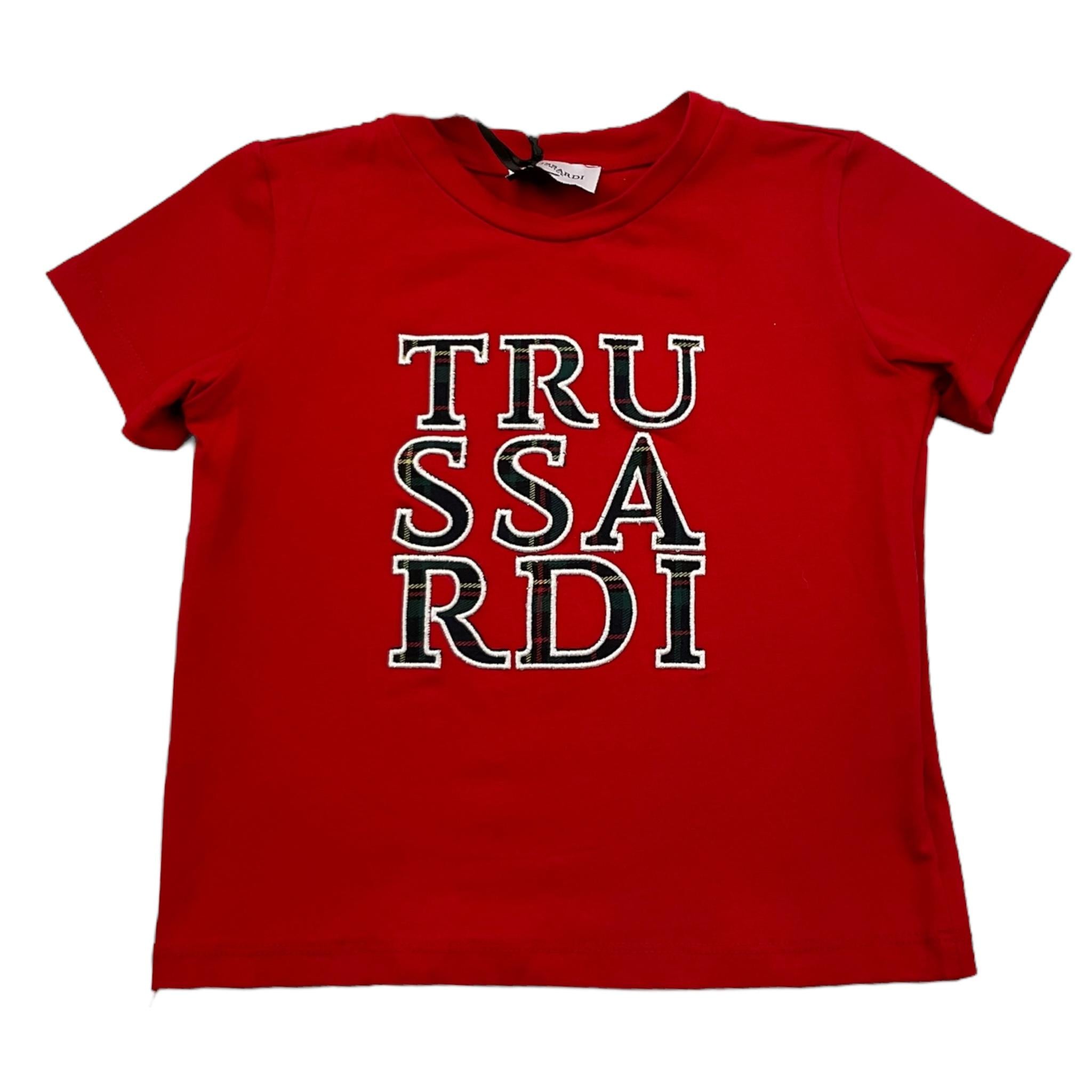 TRUSSARDI t-shirt girocollo tinta unita stampa logo Rosso per Bambino TGA25052TS ROSSO TRUSSARDI 