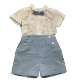 Pontoporponto Completo 2 Pezzi Camicia-Culotte per Neonato 6123 BIANCO/AZZURRO PONTOPORPONTO 