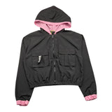 Disclaimer Felpa Con Zip E Cappuccio Tinta Unita Nero Per Bambina