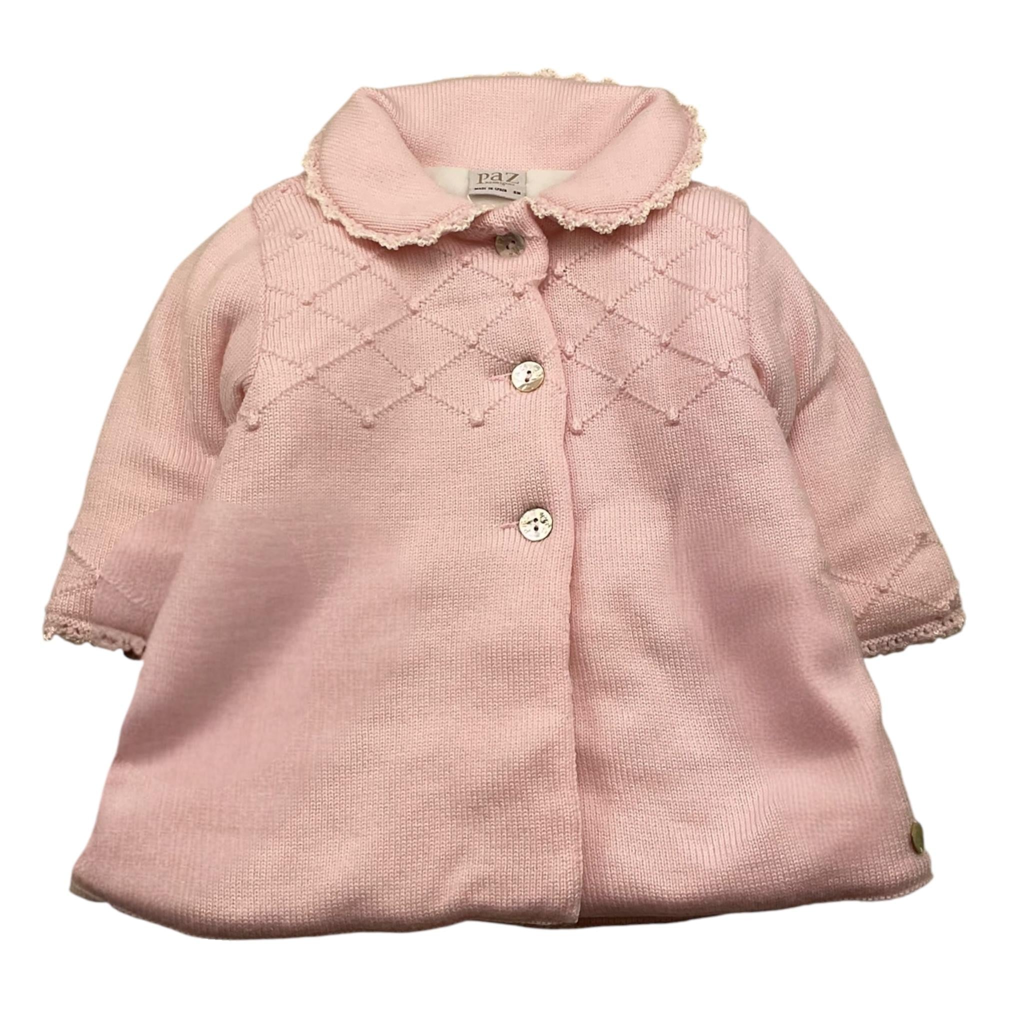 PAZ RODRIGUEZ cappotto tinta unita con colletto e ricami Rosa per Neonata 009111881 ROSA PAZ RODRIGUEZ 