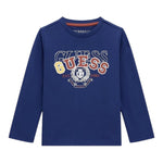 Guess Shirt Girocollo Tinta Unita con Stampa per Bambino N5RI01K8HM4J BLU GUESS 