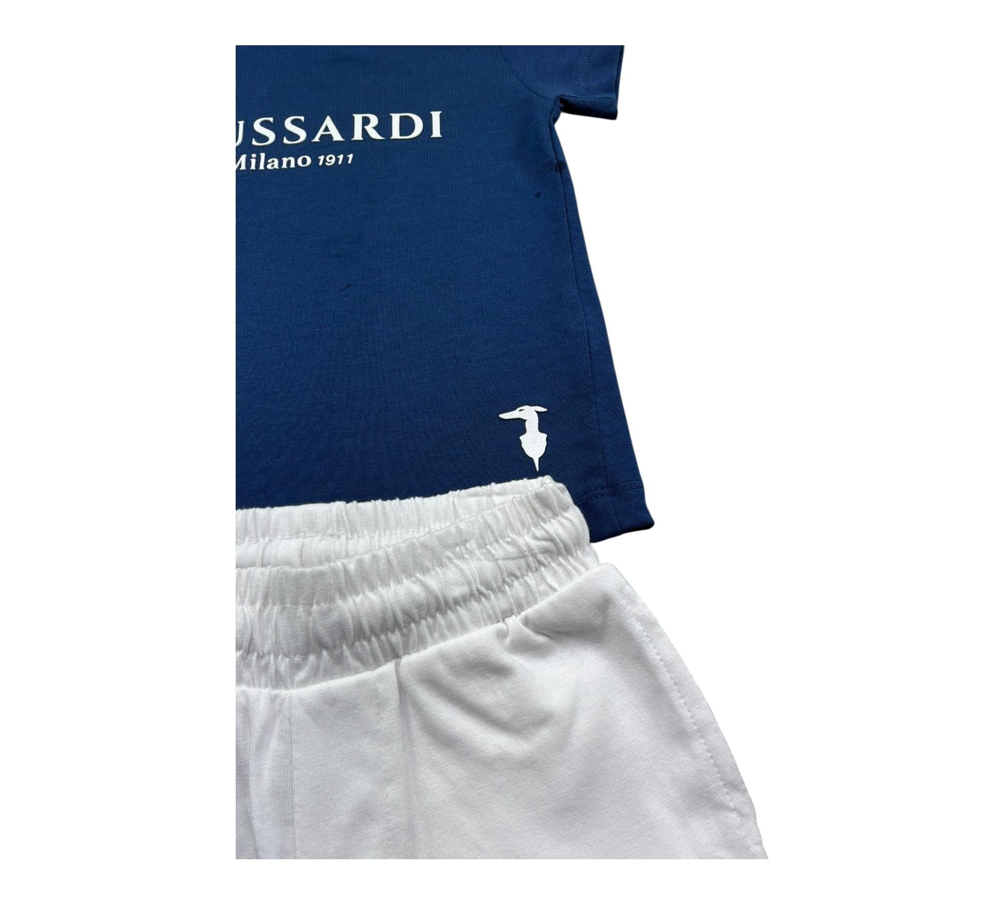 Trussardi Completo 2 Pezzi T-Shirt-Bermuda per Neonato TIP26008CJ BIANCO/BLU TRUSSARDI 