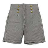 Gaelle Zweifarbige Shorts mit Streifenmuster und Fake-Knöpfen Weiß/Schwarz für Mädchen
