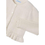 Mayoral Cardigan Tinta Unita con Rouches per Bambina 3374 AVORIO MAYORAL 