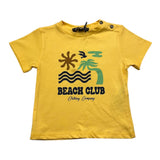 Please T-Shirt Girocollo Tinta Unita Con Stampa Giallo Per Neonato