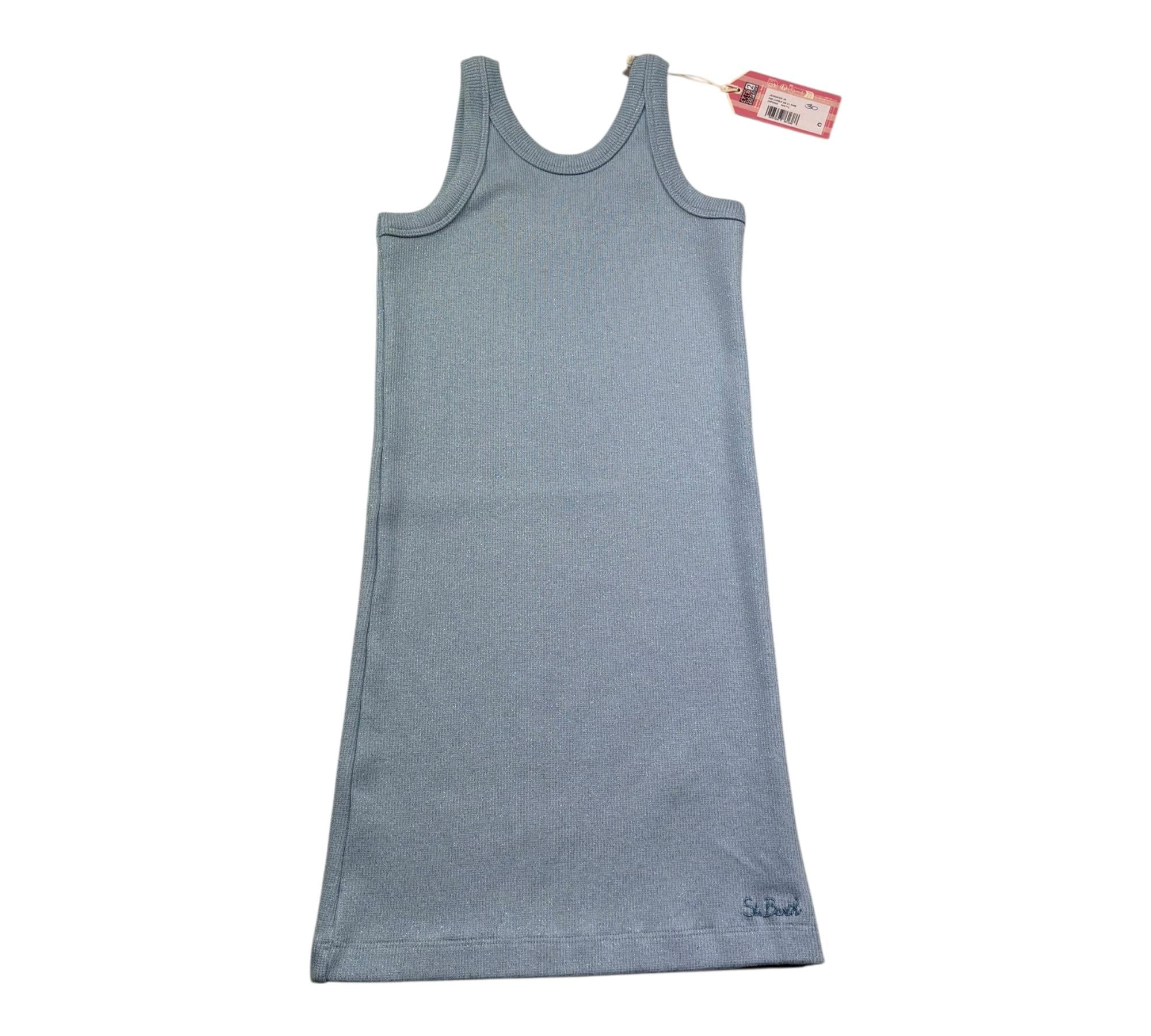 Saint Barth Abito Giromanica Tinta Unita Lurex per Bambina JENNIFER AZZURRO SAINT BARTH 