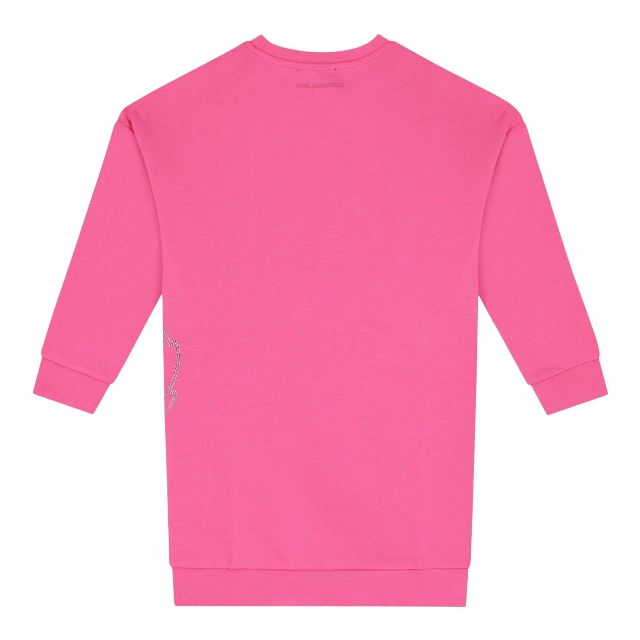KARL LAGERFELD abito girocollo tinta unita con brillantini Rosa per Bambina Z30182 ROSA KARL LAGERFELD 